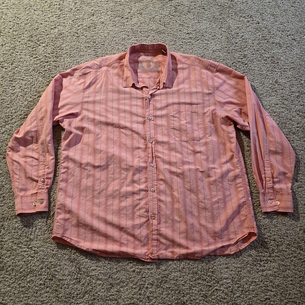Tommy Bahama Shirt Mens 2XL Silk Striped Button Up Long Sleeve Casual